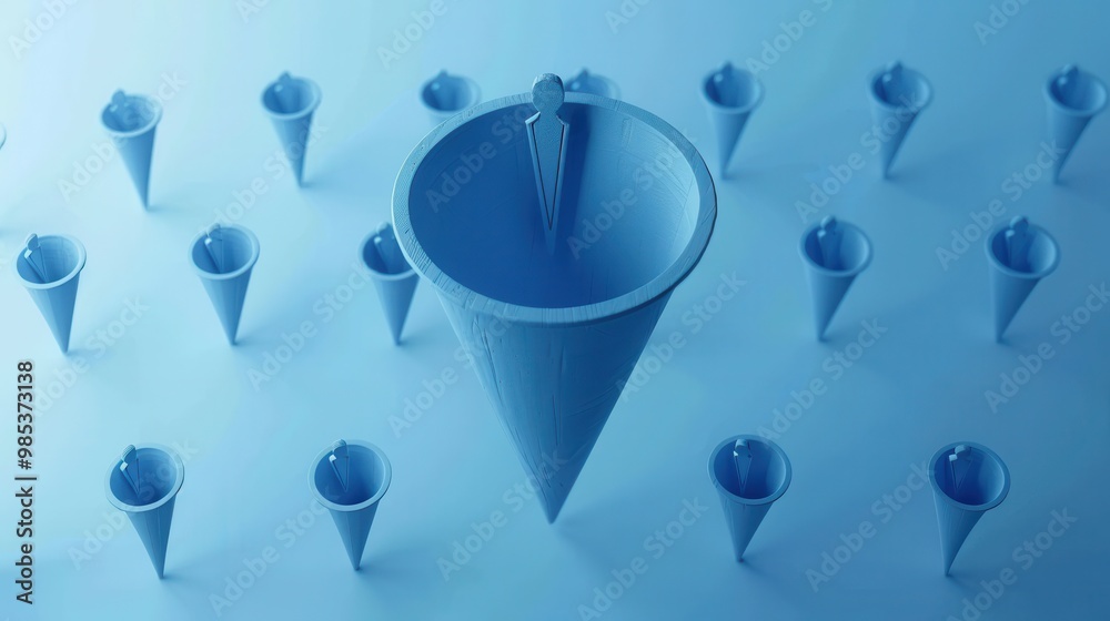 A person is standing in front of a cone shaped object A person is standing in front of a cone shaped object