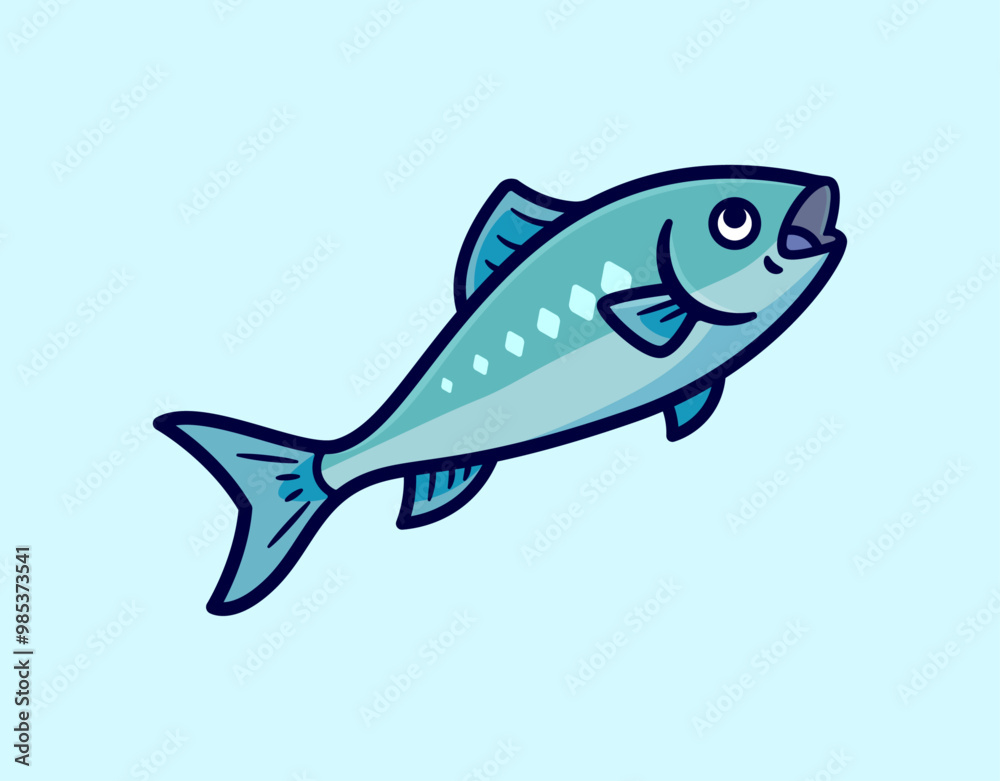 Cartoon Vector Illustration of a Vibrant Blue Fish, Perfect for Ocean-Themed Designs and Nautical Graphics Cartoon Vector Illustration of a Vibrant Blue Fish, Perfect for Ocean-Themed Designs and Nautical Graphics