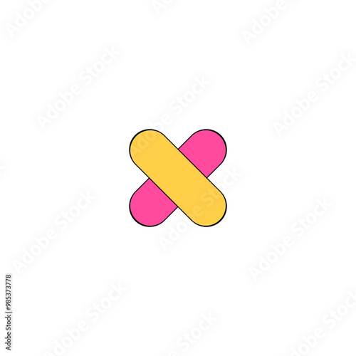 Pink and Yellow Crossed Bandage
