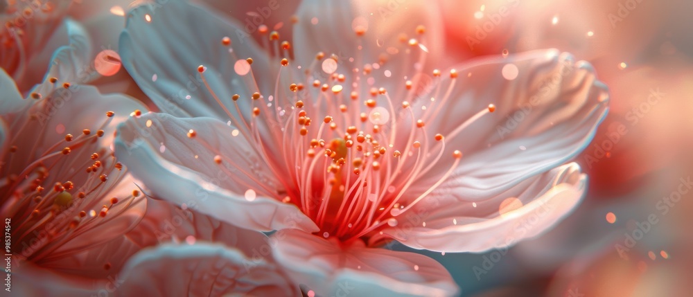 Fototapeta premium Soft Blossom with Delicate Pink Petals and Sparkling Bokeh