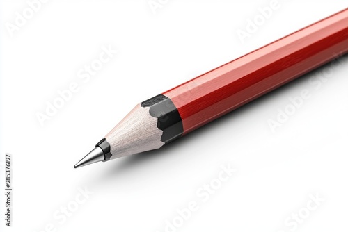 Red Pencil on White Background.