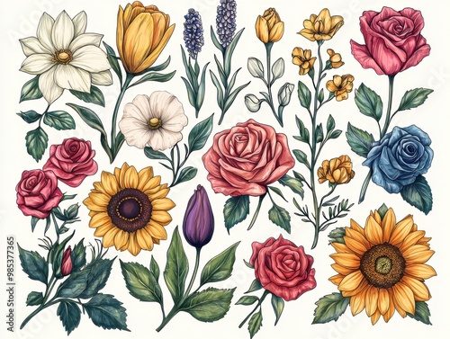 Hand drawn floral illustration.