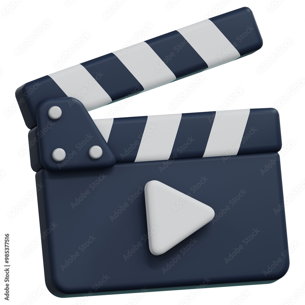Fototapeta premium clapper board movie with play button 3d illustration