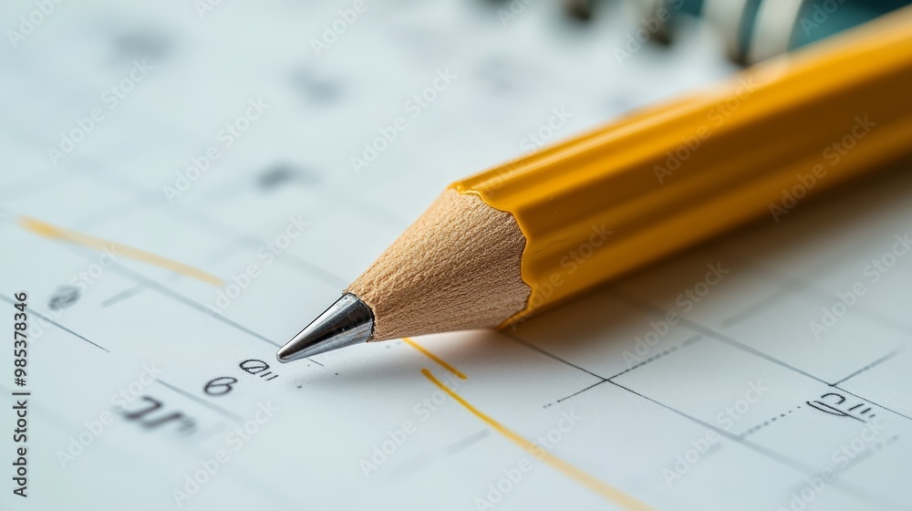 Close up of Pencil on Calendar Planning and Scheduling Concept
