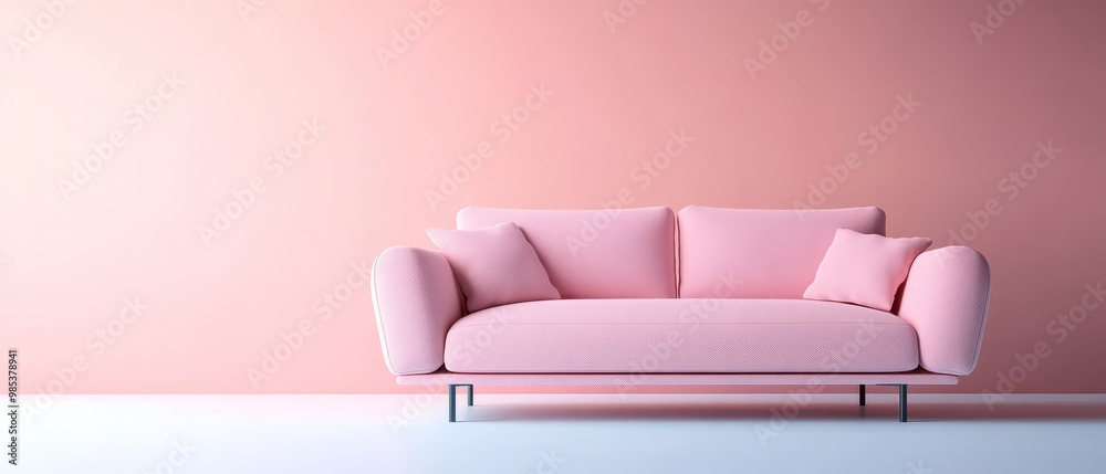 Pink Sofa in Minimalist Interior. Pink Sofa in Minimalist Interior.