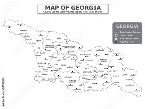 Political map. Political map of country with capital, province or state capital, major cities and town.