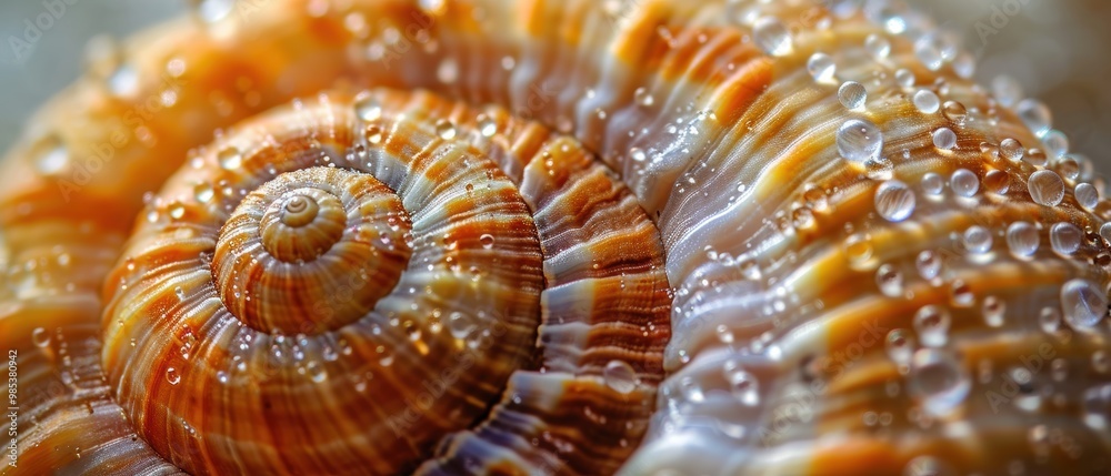 Stunning Close-Up of a Nautilus Shell with Droplets Stunning Close-Up of a Nautilus Shell with Droplets