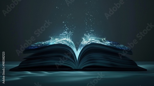 Open Book with Magical Water photo