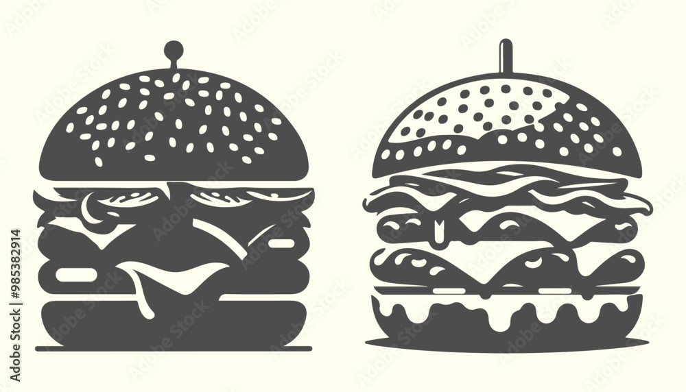 Silhouette of hamburger. Clean hamburger vector silhouette, perfect for fast food branding and modern designs. Silhouette of hamburger. Clean hamburger vector silhouette, perfect for fast food branding and modern designs.