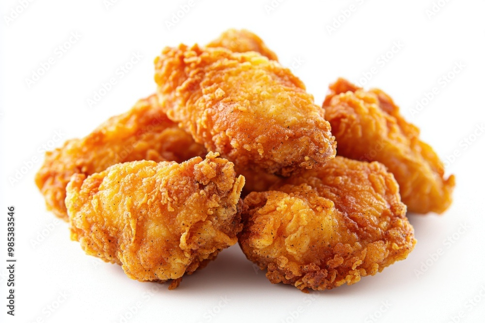 Crispy Fried Chicken Nuggets on White Background. Crispy Fried Chicken Nuggets on White Background.