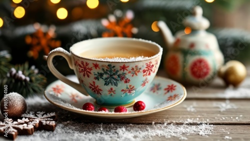  Cozy Christmas A warm cup of tea and festive treats