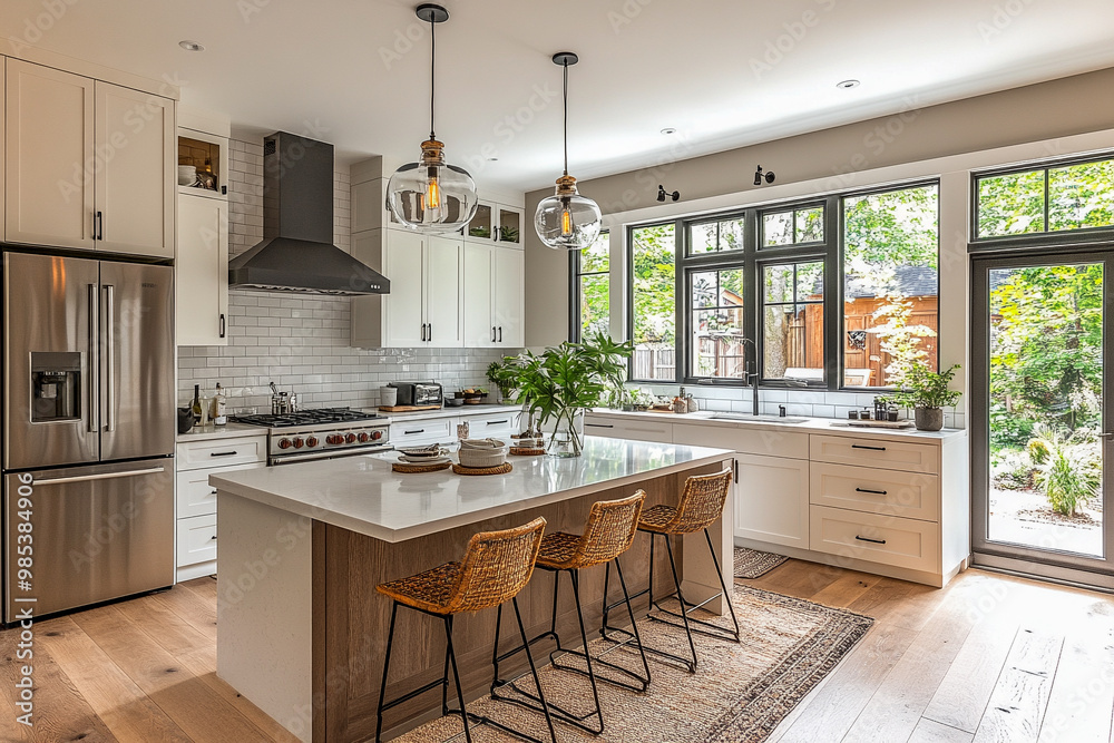 © Sirichai Puangsuwan - Minimalist kitchen featuring clean white cabinetry, sleek countertops, and modern appliances.