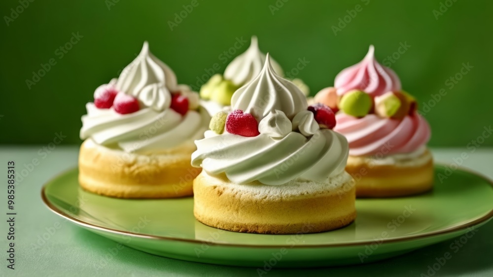 Deliciously decorated desserts ready to be savored Deliciously decorated desserts ready to be savored