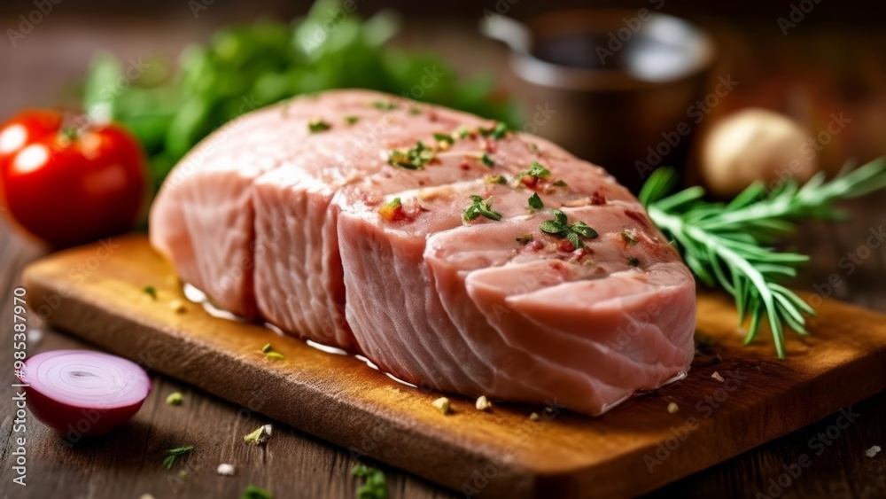 Deliciously seasoned fish fillet ready to be cooked Deliciously seasoned fish fillet ready to be cooked