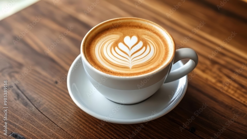 A moment of tranquility with a latte art masterpiece A moment of tranquility with a latte art masterpiece