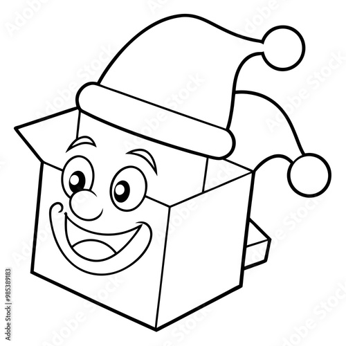 Santa haed character with a gift