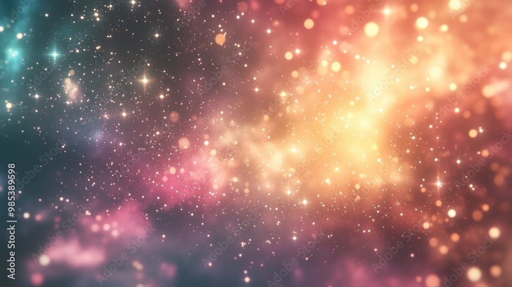 A stunning display of tiny stars shining brightly in the sky, with a dynamic, realistic background of soft, glowing cosmic hues A stunning display of tiny stars shining brightly in the sky, with a dynamic, realistic background of soft, glowing cosmic hues
