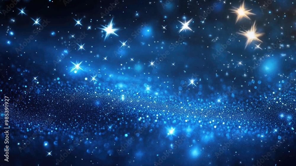 A beautiful array of tiny stars glowing softly in the night sky, with a dynamic, realistic background of deep cosmic blue and gentle light A beautiful array of tiny stars glowing softly in the night sky, with a dynamic, realistic background of deep cosmic blue and gentle light