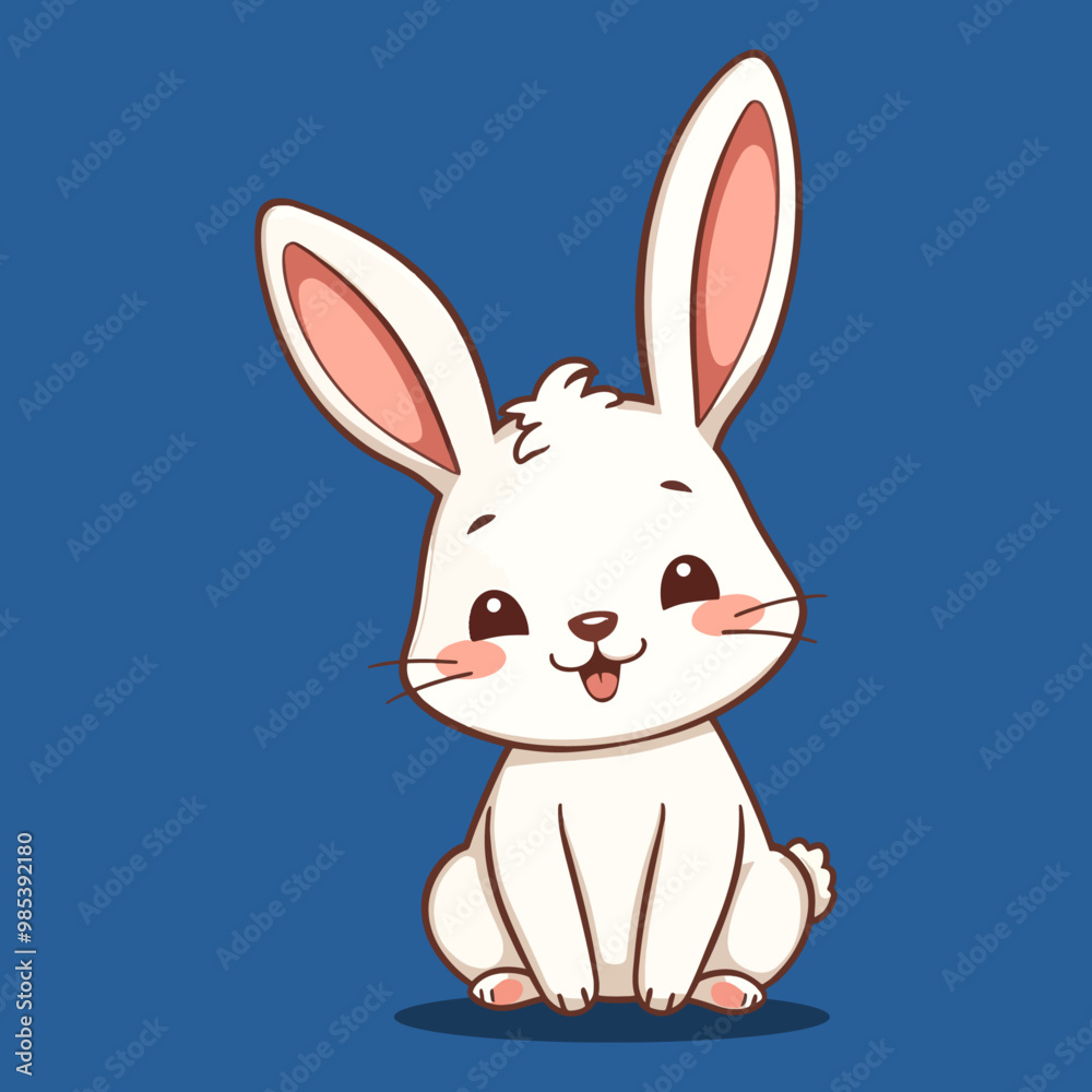 Cute Rabbit Illustration. Flat Cartoon Style Vector PNG Transparent Nursery Cutout Clipart Digital Planner Sticker