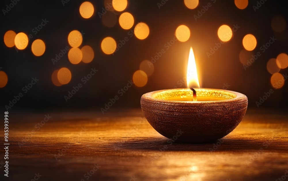 Traditional Diwali diya, soft bokeh background, golden glow, vibrant and warm celebration Traditional Diwali diya, soft bokeh background, golden glow, vibrant and warm celebration