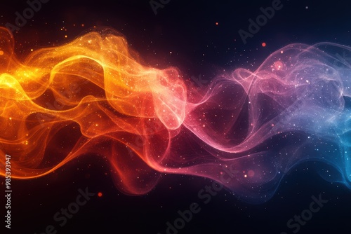 Abstract Colorful Sound Wave Blur on Black Background