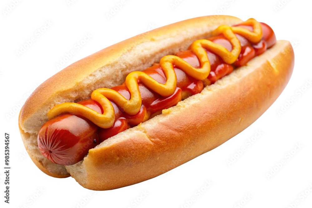 hot dog with mustard and ketchup isolated on a white background hot dog with mustard and ketchup isolated on a white background