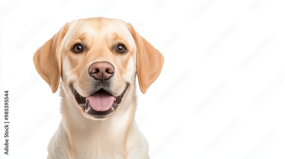 Happy Labrador Retriever Smiling on White Background Happy Labrador Retriever Smiling on White Background