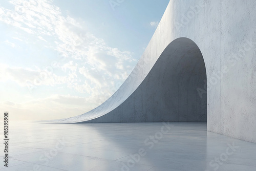 Abstract 3D rendering minimalist style architectural space scene