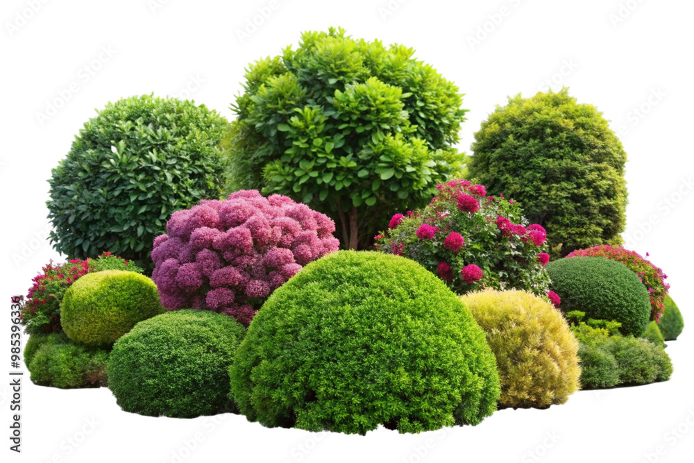 lush garden bushes isolated on a white background lush garden bushes isolated on a white background