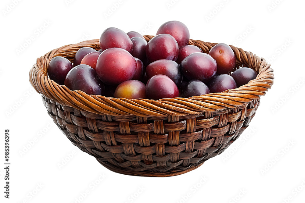 A woven basket overflowing with a variety of fresh, colorful fruits, including apples, bananas, and oranges.
