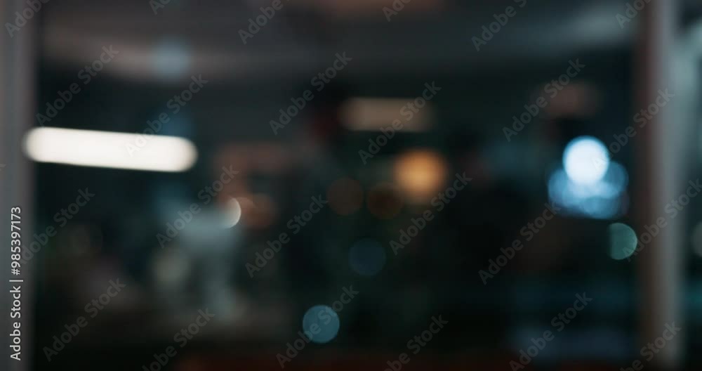 Handshake, thank you and welcome with people in office at night together for greeting or meeting. Agreement, business and deal with partners shaking hands in workplace for collaboration or teamwork