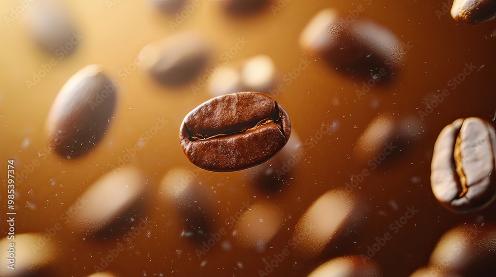 Bouncing Roasted Coffee Beans Close Up with Detailed Texture and Aroma Bouncing Roasted Coffee Beans Close Up with Detailed Texture and Aroma
