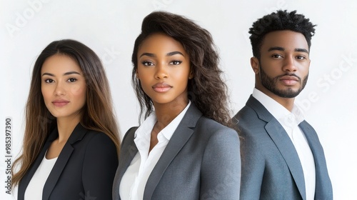 Three people in suits and ties pose for a photo