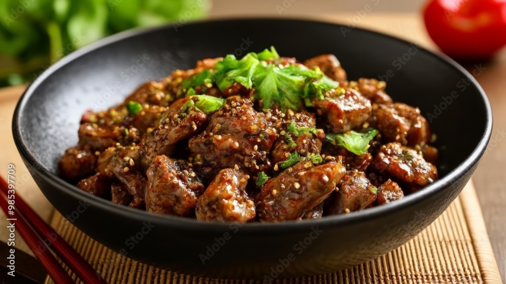Delicious Asianinspired dish ready to be savored Delicious Asianinspired dish ready to be savored