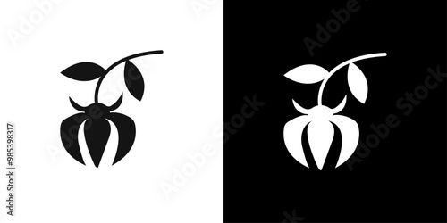 Ylang ylang icon Flat vector set outline