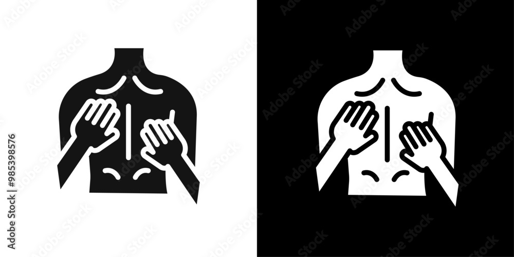 Back massage icon Flat vector set outline Back massage icon Flat vector set outline