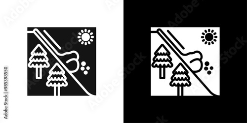 avalanche icon Flat vector set outline