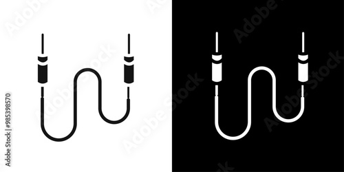 AUX cable icon Flat vector set outline