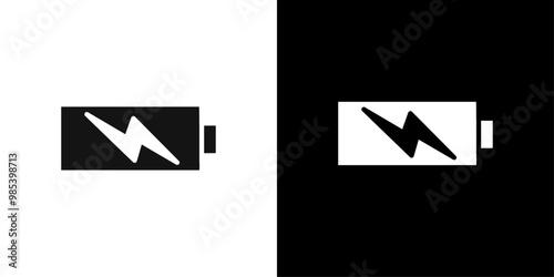 battery icon Flat vector set outline