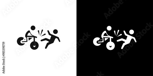 becycle accident icon Flat vector set outline