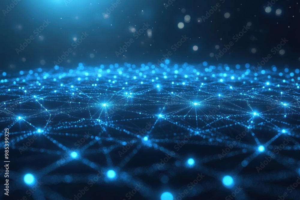 Abstract Network Connections in Bright Blue Light Abstract Network Connections in Bright Blue Light