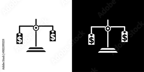 Compare price icon Flat vector set outline
