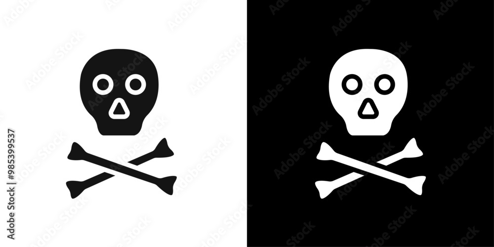 Crossbones skull icon Flat vector set outline Crossbones skull icon Flat vector set outline