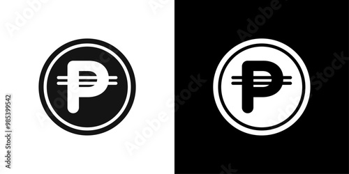 Cuba peso icon Flat vector set outline