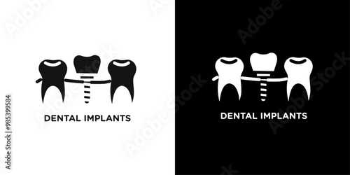 Dental implants icon Flat vector set outline