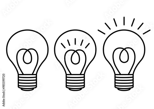 電球のイラストのセット_線画

