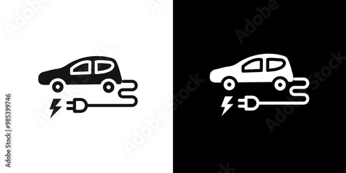 Electric vehicle icon Flat vector set outline