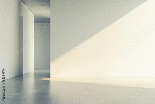 Abstract 3D rendering minimalist style architectural space scene