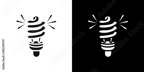 energy efficiency light bulb icon Flat vector set outline