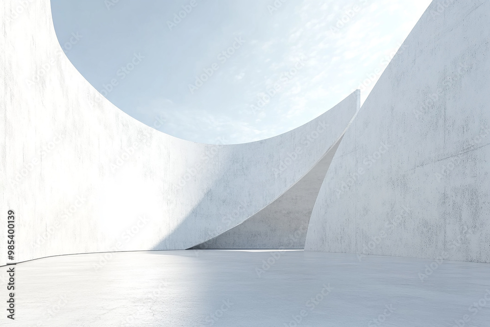 Abstract 3D rendering minimalist style architectural space scene Abstract 3D rendering minimalist style architectural space scene